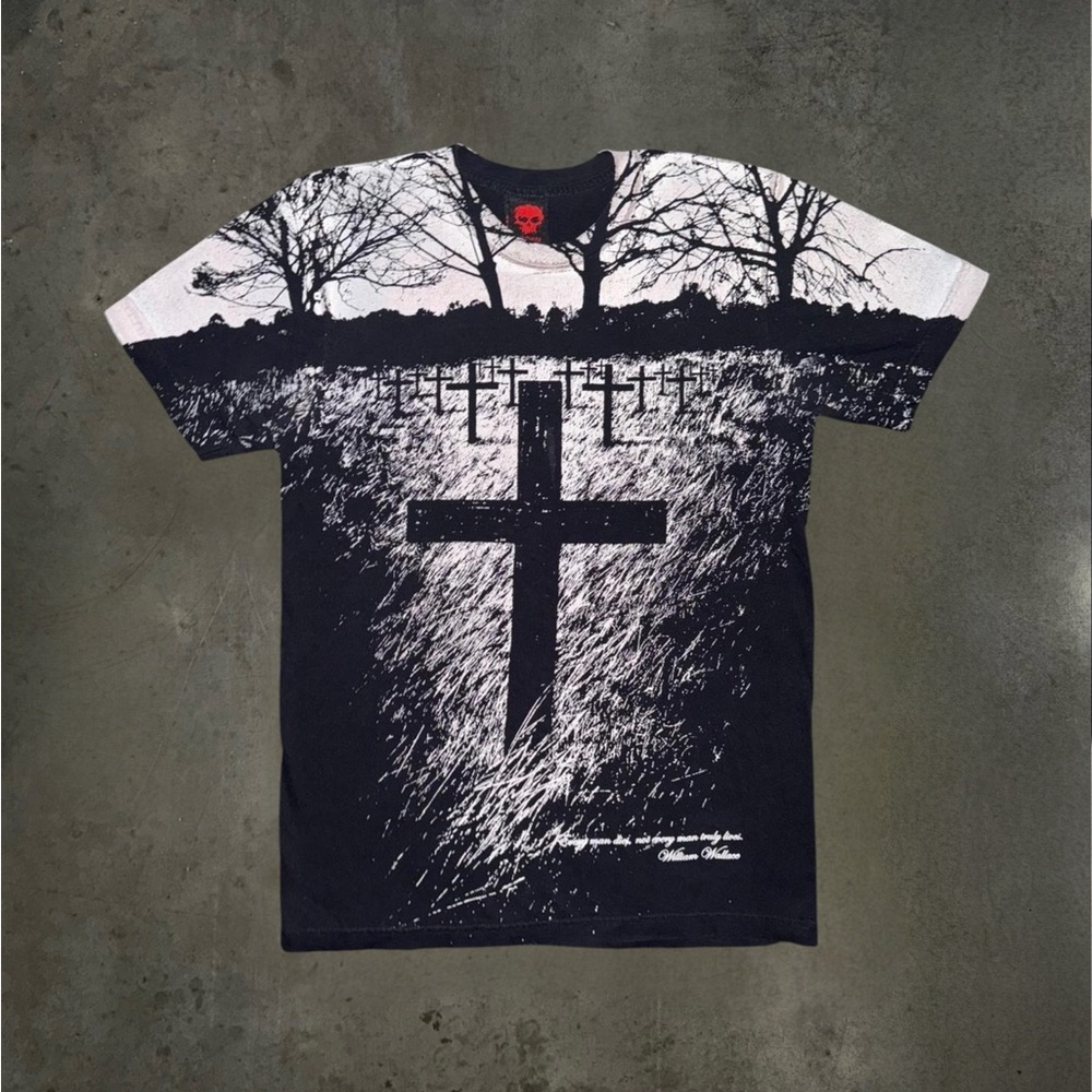Vintage 2000s Zero Skateboards Jamie Thomas Graveyard Crosses Emo Goth Tee